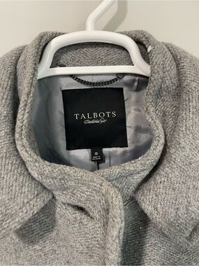 Talbots Light Gray Knit Drape Collar Coat